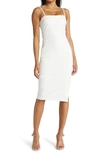 Lulus Paulina Square Neck Cocktail Sheath Dress In White