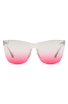 Quay Come Thru 57mm Cat Eye Sunglasses In Grey / Silver Pink