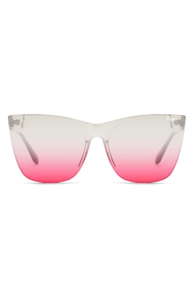 Quay Come Thru 57mm Cat Eye Sunglasses In Grey / Silver Pink