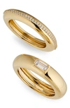 Nadri Entwine Set Of 2 Cubic Zirconia Stacking Rings In Gold