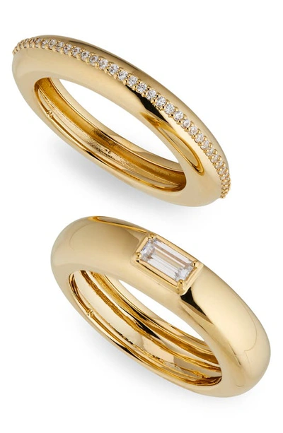 Nadri Entwine Set Of 2 Cubic Zirconia Stacking Rings In Gold