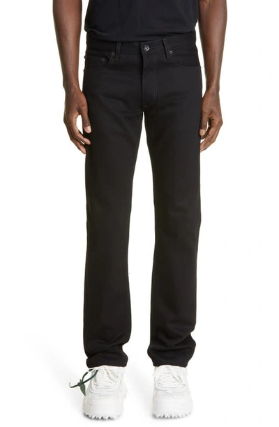 Off-white Diag-stripe Print Slim Fit Jeans In Black