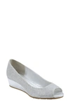 Bandolino Candra Peep Toe Wedge Pump In Silver Fb