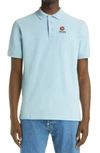 Kenzo Blue Boke Flower Embroidered Polo Shirt In Sky Blue