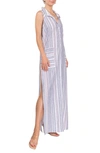 Everyday Ritual Vivienne Striped Henley Slit Maxi Dress In Chesapeake Stripe