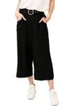 Gibsonlook Belted Crop Wide Leg Pants In Black