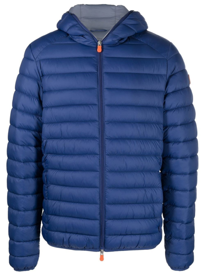 Save The Duck Mans Donald Blue Quilted Nylon Ecological Down Jacket