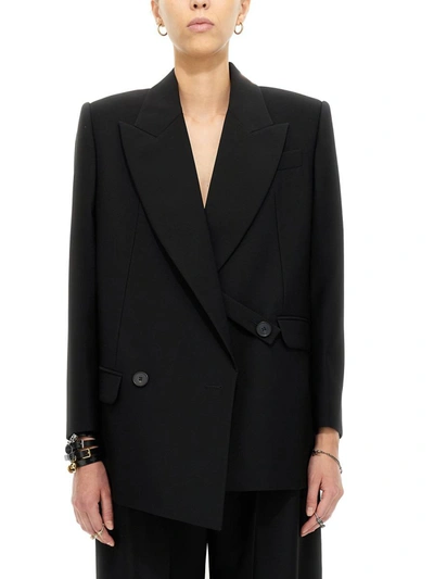 Alexander Mcqueen Structured Double-breasted Jacket In Black