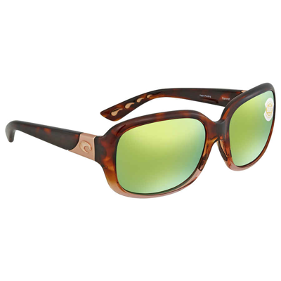 Costa Del Mar Gannet Green Mirror Polarized Polycarbonate Ladies Sunglasses Gnt 120 Ogmp 58 In Green Mirror Polarized.