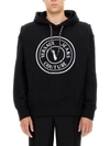 Versace Jeans Couture Versace Jeans Sweatshirt With Laminated Logo In Black