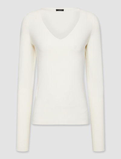 Joseph Womens Ivory V-neck Stretch-woven Top In Camel