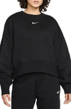 Nike Brushed Fleece Crewneck Sweatshirt In Black