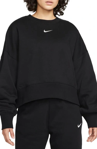 Nike Brushed Fleece Crewneck Sweatshirt In Black