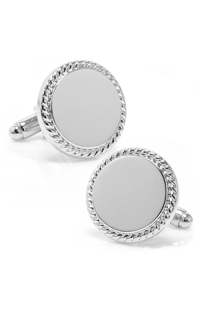 Cufflinks, Inc Rope Border Engravable Stainless Steel Cuff Links In Silver