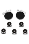 Cufflinks, Inc Men's 5-piece Silver And Onyx Cufflink & Stud Set In Black