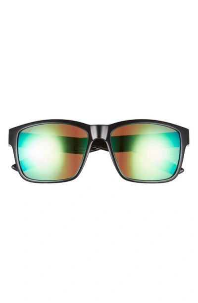 Costa Del Mar Square Polarized Sunglasses In Black/ Green Mirror