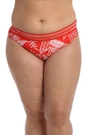La Blanca Tapestry Shirred Banded Hipster Bikini Bottoms In Cherry