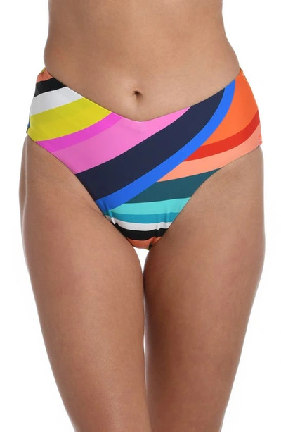 La Blanca Sunscape V-front High Waist Bikini Bottoms In Yellow Multi