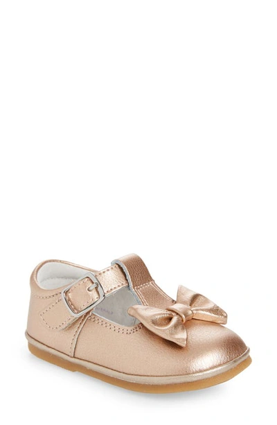 L'amour Minnie Bow T-strap Shoe In Rose Gold