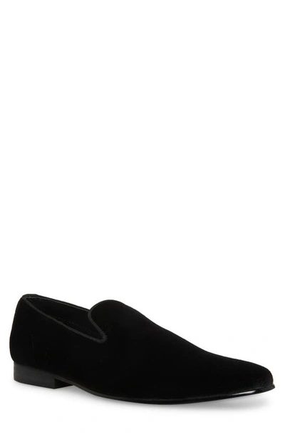 Steve Madden Libertie Smoking Slipper In Black Velvet