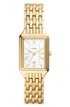Fossil Women's Raquel Three-hand Date Gold-tone Stainless Steel Watch, 23mm In White/gold