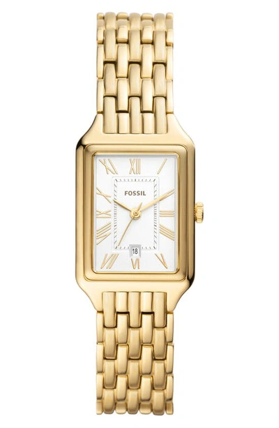 Fossil Women's Raquel Three-hand Date Gold-tone Stainless Steel Watch, 23mm In White/gold