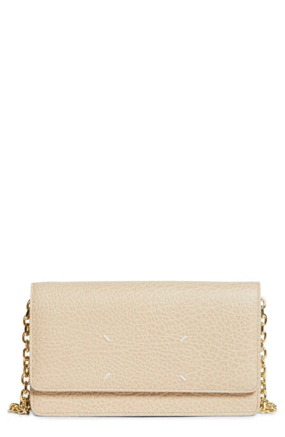 Maison Margiela Large Leather Wallet On A Chain In Cashmere
