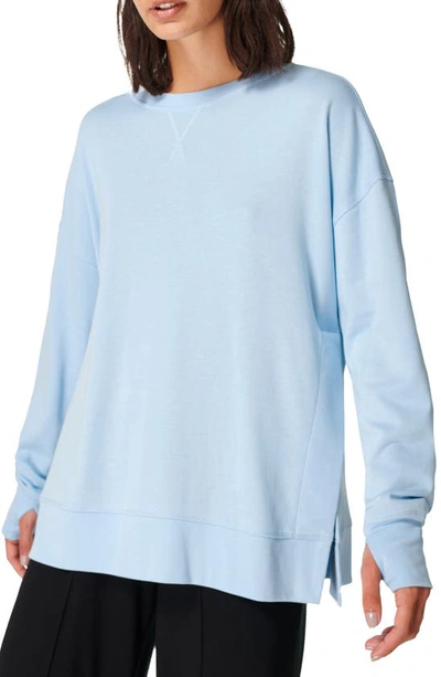 Sweaty Betty After Class Split Side Sweatshirt In Breeze Blue