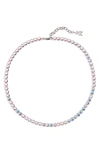 Amina Muaddi Tennis Necklace In Ab Crystals & Silver Base