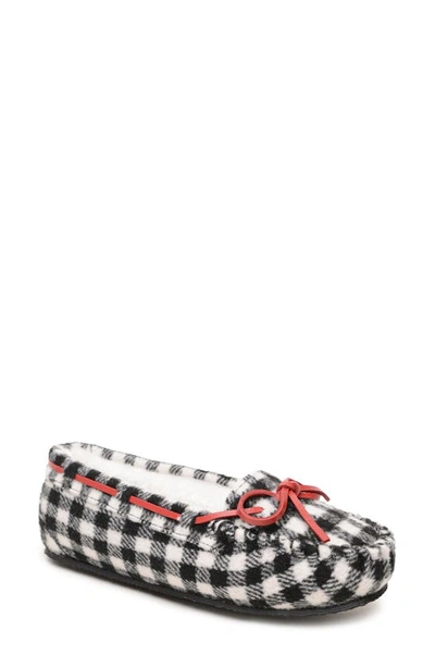 Minnetonka 'cally' Slipper In Black-white Check