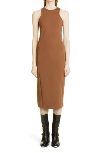 Max Mara Derris Cotton Blend Jersey Midi Dress In Brown