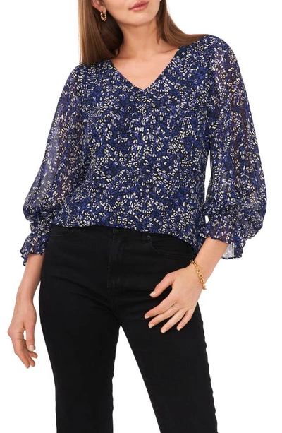 Vince Camuto Women's V-neck Balloon-sleeve Blouse In Imperial Blue