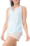 Gibsonlook Ribbed Henley Tank In Blue Tie Dye