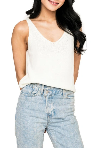 Gibsonlook Knit V-neck Tank Top In Ivory