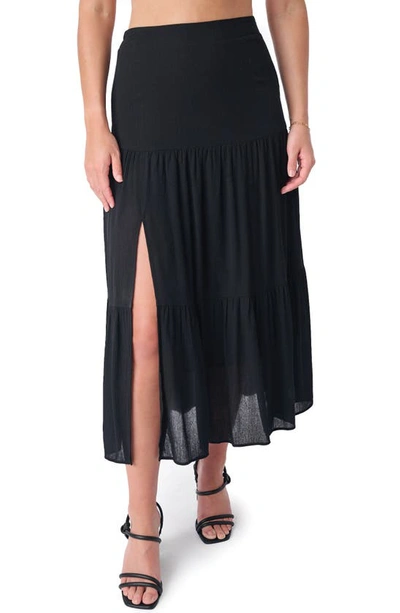 Gibsonlook Tiered Slit Maxi Skirt In Black