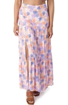 Gibsonlook Tiered Slit Maxi Skirt In Poppy Print