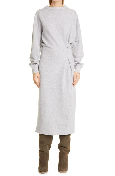 Isabel Marant Étoile Meg Long Sleeve Cotton Blend Jumper Dress In Grey