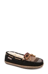 Minnetonka Tilia Faux Fur Lined Moccasin Slipper In Black Multi