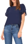 Vince Camuto Tulip Sleeve Chiffon Top In Classic Navy