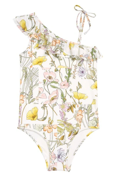 Zimmermann Kids' Jeannie Floral Print One-piece Swimsuit In Patch Poppies