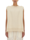 Jil Sander Relaxed Fit Crew-neck Wool Vest In White
