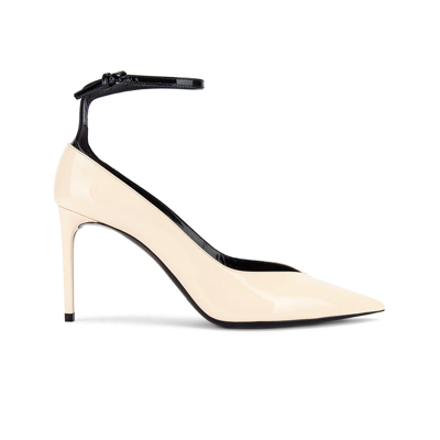 Saint Laurent Zoe 85 Patent Leather Pumps In Beige