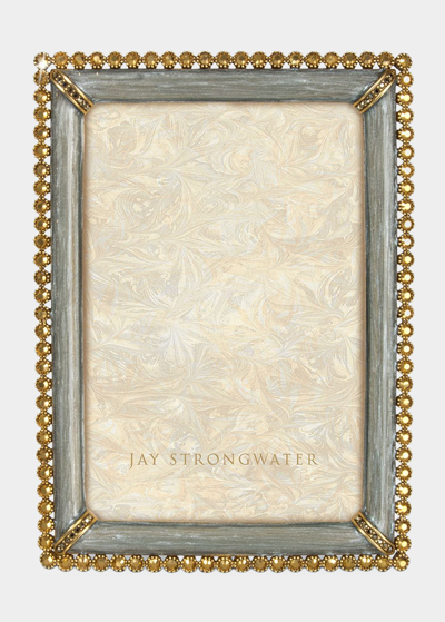 Jay Strongwater Enamel & Stone Edge 4" X 6" Picture Frame In Silver