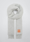 Loewe Anagram Mohair Fringe Scarf In Light Grey