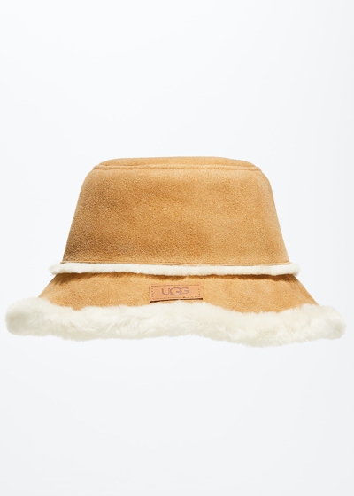 Ugg Suede Shearling Bucket Hat In Black