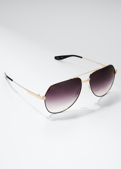 Barton Perreira Men's Avtak 007 Aviator Sunglasses In Black Satin