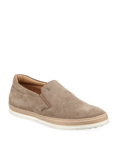 Tod's Suede Espadrille Slip-on Sneaker, Tan
