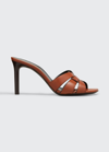Saint Laurent Tribute Woven Calfskin Stiletto Sandals In Brown