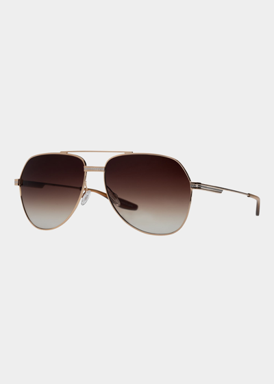 Barton Perreira Men's Avtak 007 Aviator Sunglasses In Gold Silver