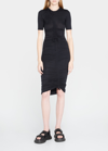 Jonathan Simkhai Standard Anya Matte Jersey Ruched Midi Skirt In Black